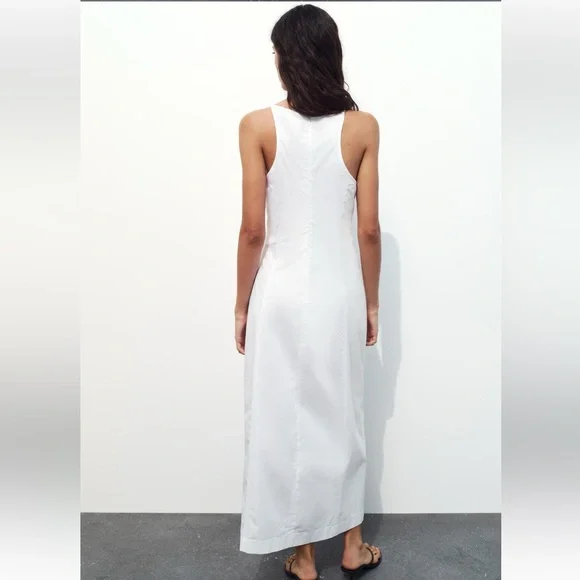 NWT 🤍ZARA BOW GABARDINE MIDI DRESS - Picture 6 of 8